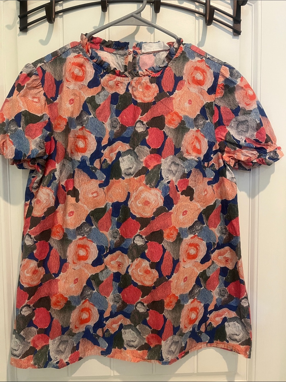 Women’s Floral Puff-Sleeve Top - Peach Multi